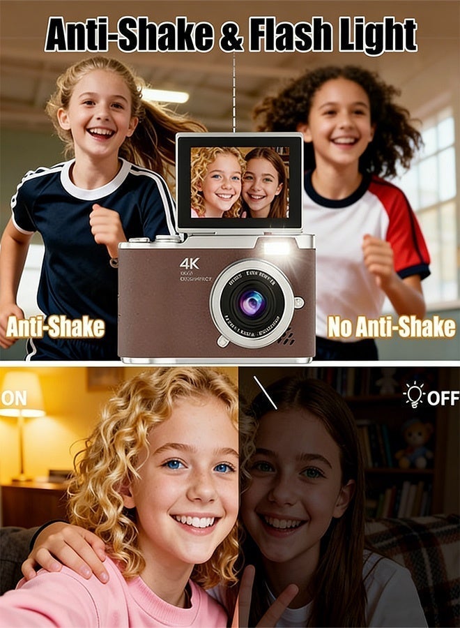 Makrystorm 4k CCD Digital Zoom Student Digital Camera 48MP Portable Digital Photography Camera 180° Flip Screen Selfie Camera，with 128GB SD card - Image 3